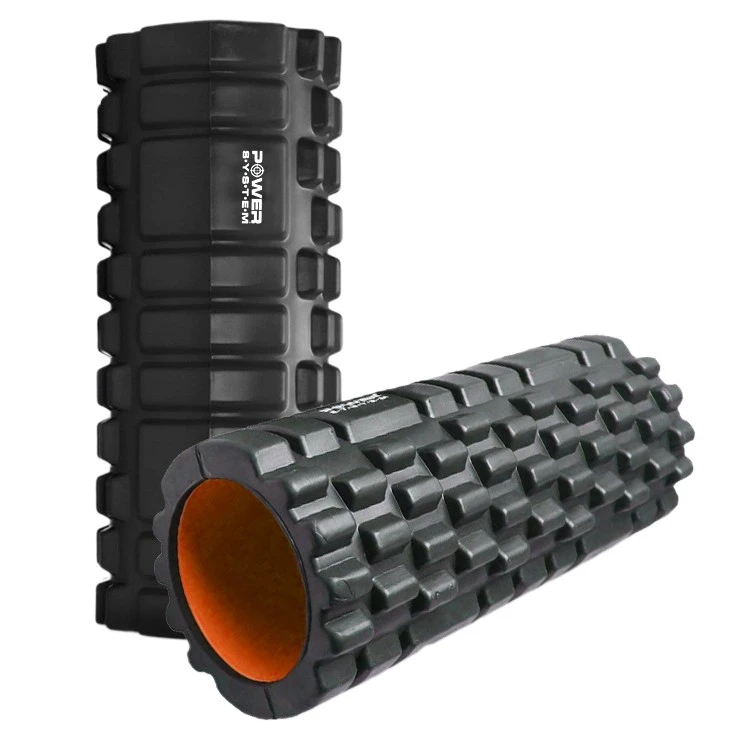 Масажний ролик (роллер) Power System PS-4050 Fitness Foam Roller Black/Orange (33x15см.) — фото 1