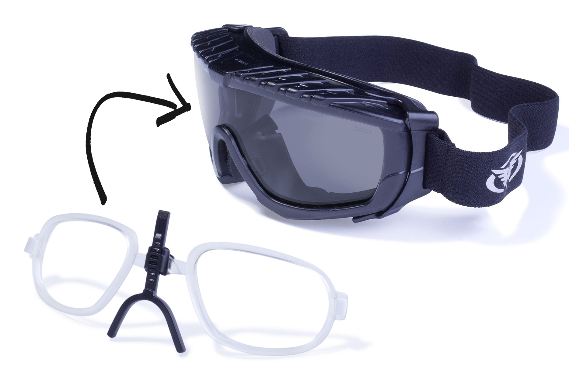 Очки защитные с уплотнителем Global Vision Ballistech-1+RX (gray) Anti-Fog, серые с диоптрической вставкой — фото 1
