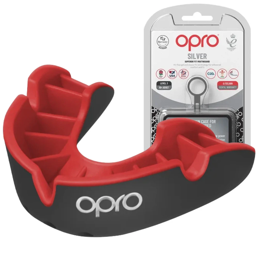 Капа OPRO Silver доросла (вік 11+) Black/Red (art.102502001) — фото 1