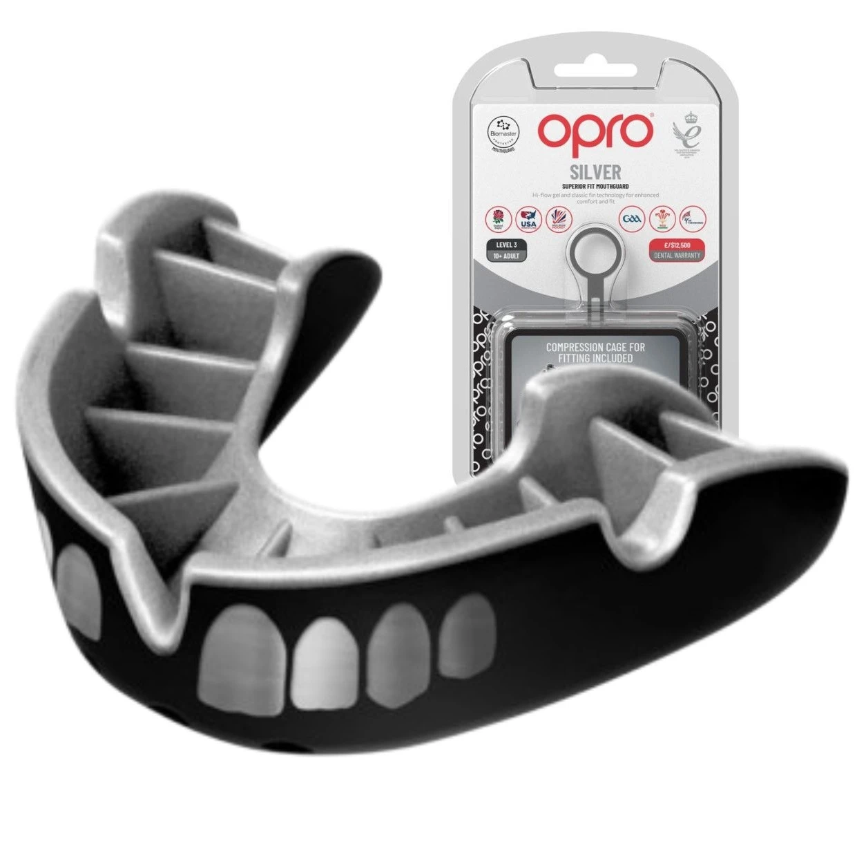 Капа OPRO Silver доросла (вік 11+) Grillz Black/Silver (art.102502013) — фото 1
