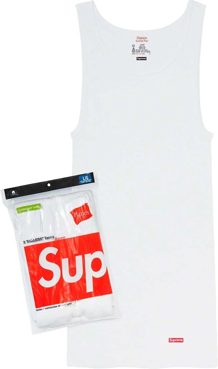 Майки Supreme®/Hanes® Tagless Tank Tops White (3 PACK) — фото 1