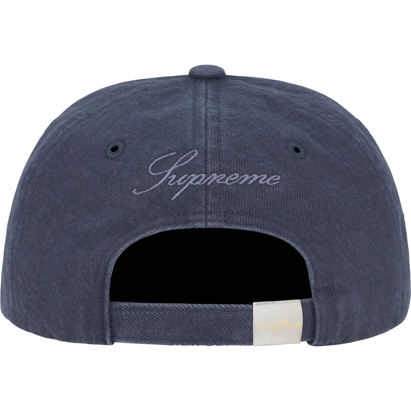 Кепка Supreme®/Stone Island® Denim 6-Panel Navy — фото 1