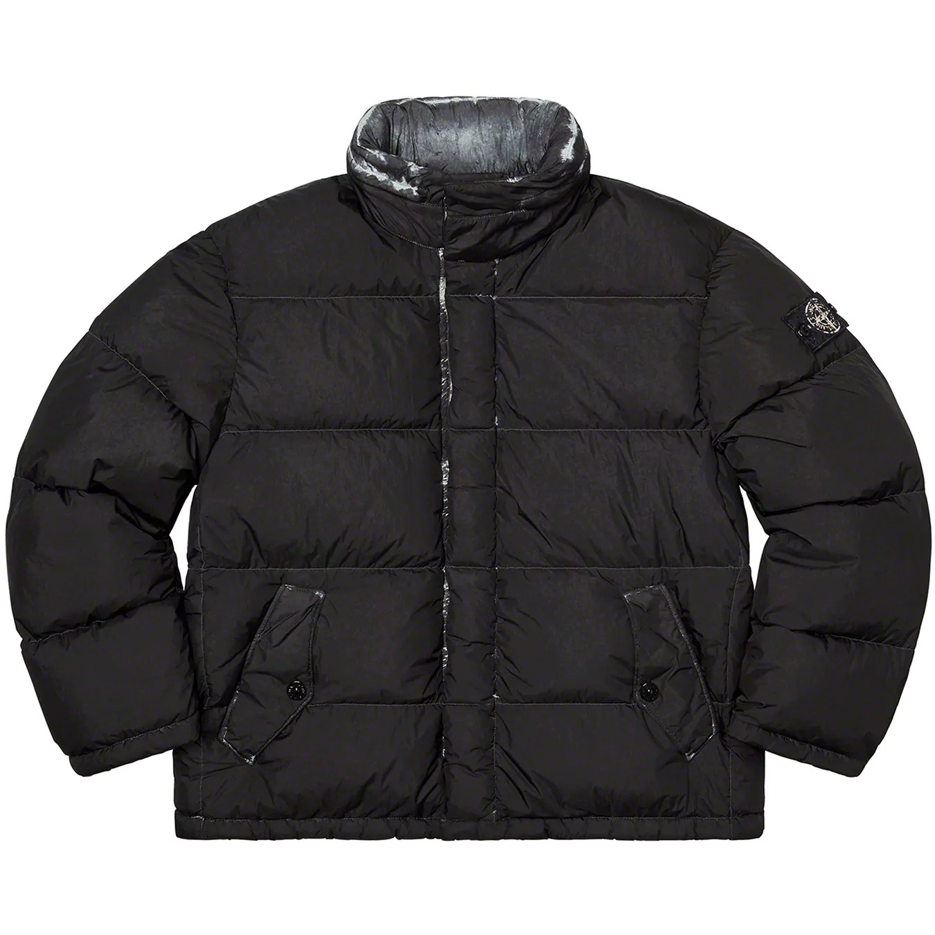 Куртка Supreme®/Stone Island® Painted Camo Crinkle Down Jacket Black — фото 1