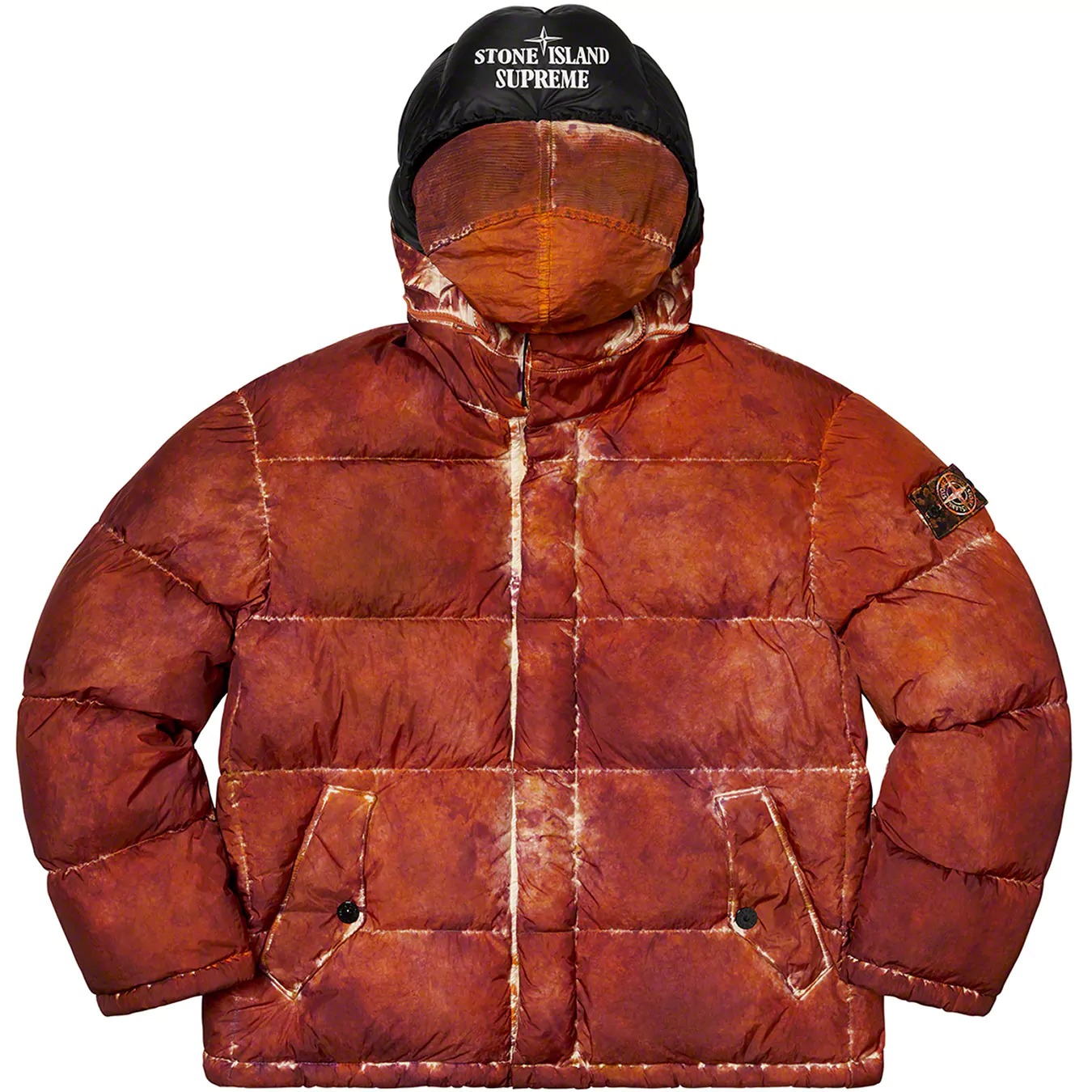 Куртка Supreme®/Stone Island® Painted Camo Crinkle Down Jacket Black — фото 1
