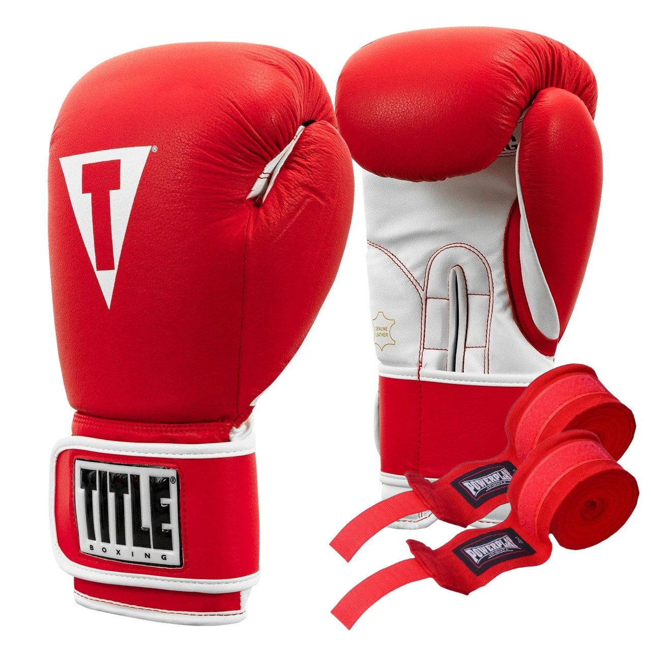 Боксерські рукавиці TITLE Boxing Pro Style Leather Gloves3.0 Red/White 16 oz (бинти 4м. в комплекті) — фото 1