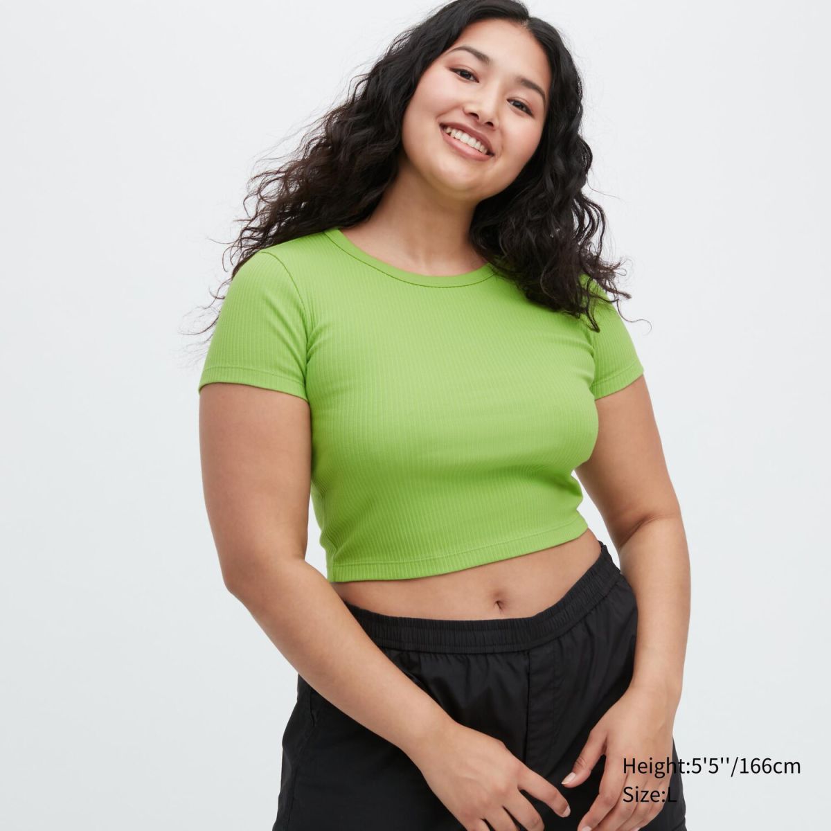 Укорочена футболка UNIQLO в рубчик 1159793224 — фото 1