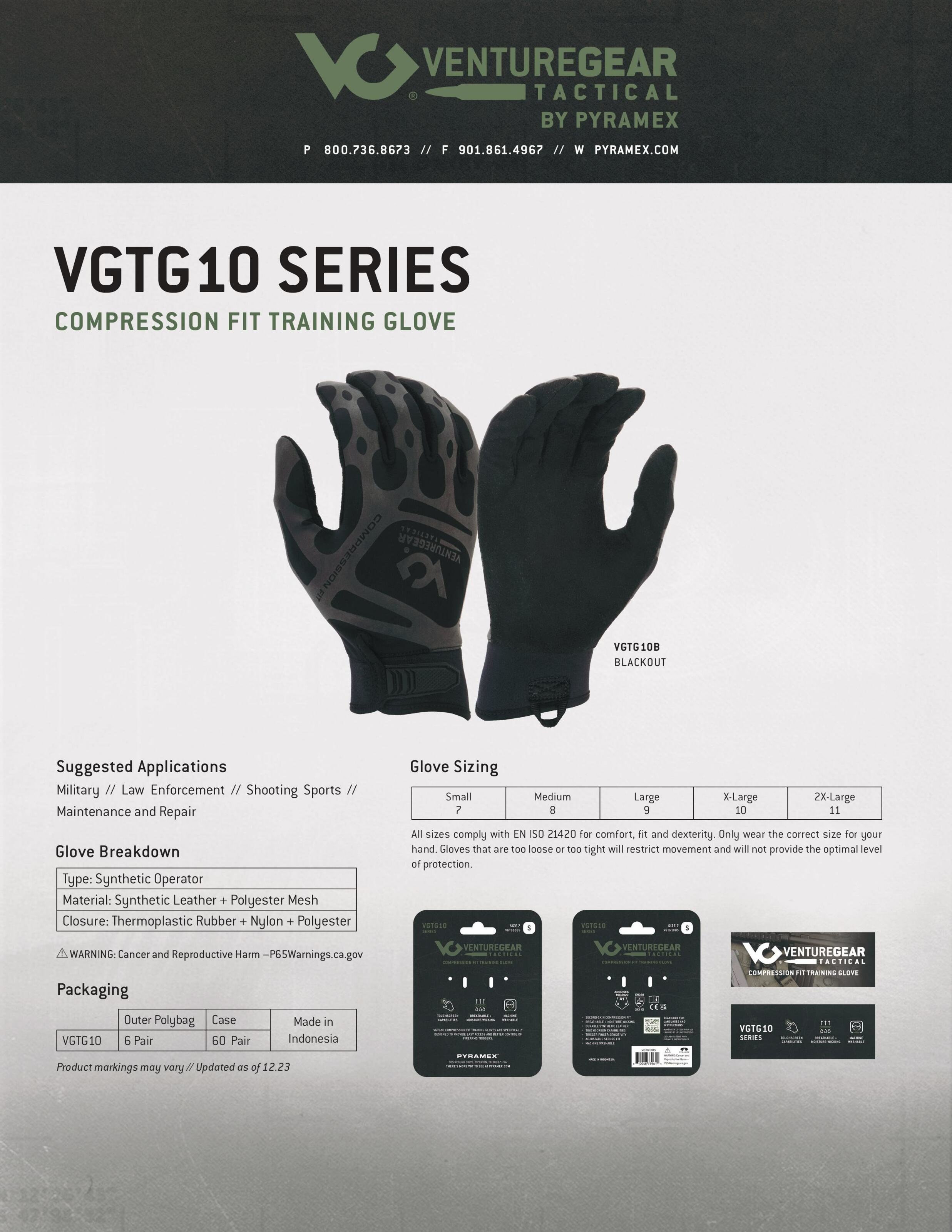 Тактические перчатки Venture Gear Tactical VGTG10 Compression Fit, черные, размер XL (10) — фото 9