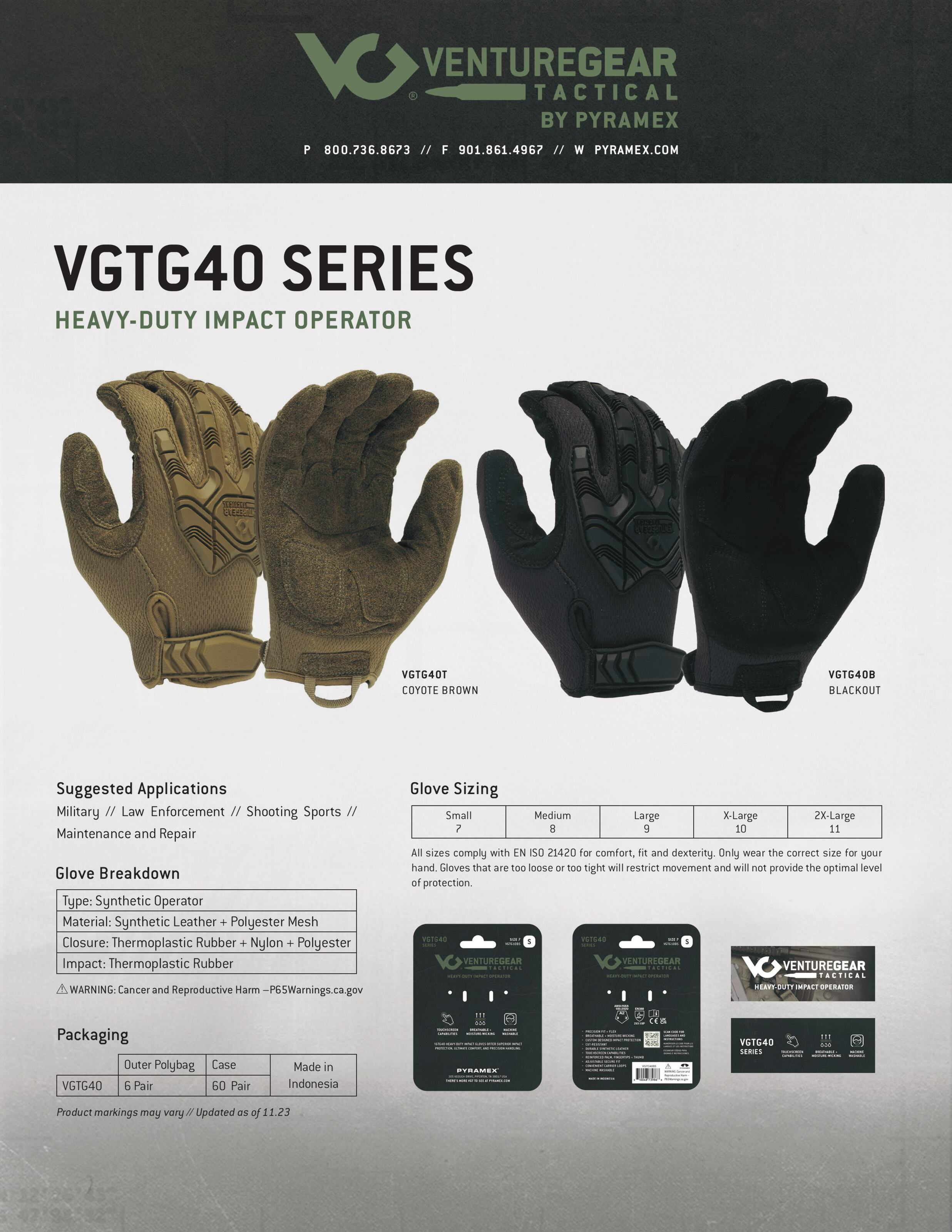 Тактические перчатки противоударные Venture Gear Tactical VGTG40 Heavy-Duty Impact Operator, черные, размер M (8) — фото 9