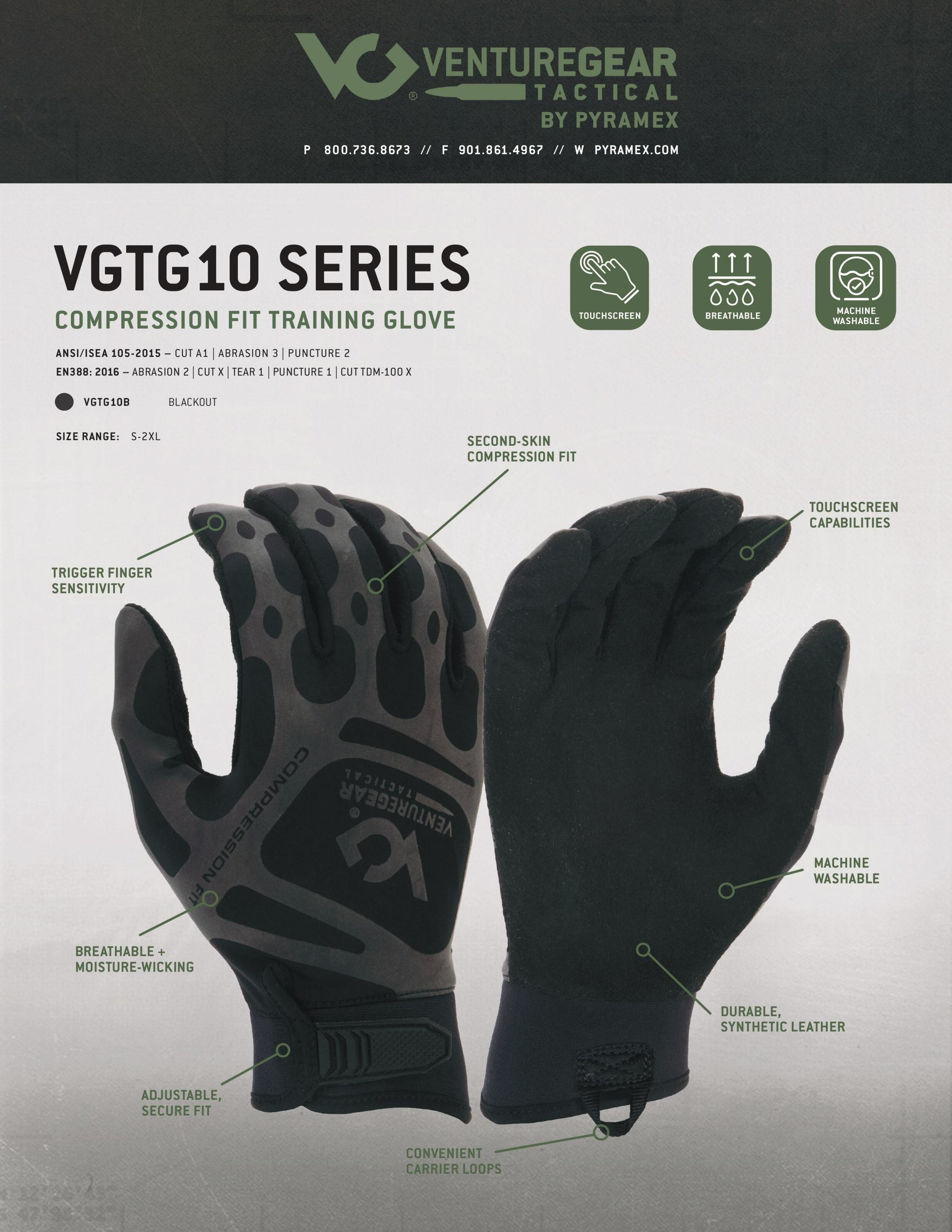 Тактические перчатки Venture Gear Tactical VGTG10 Compression Fit, черные, размер XL (10) — фото 8