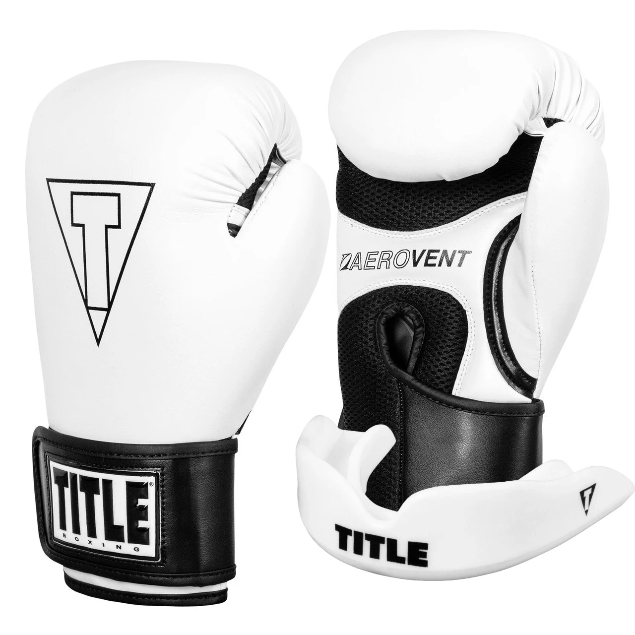 Боксерські рукавиці TITLE Boxing Vegan Gloves White/Black 8 oz (капа в комплекті) — фото 1