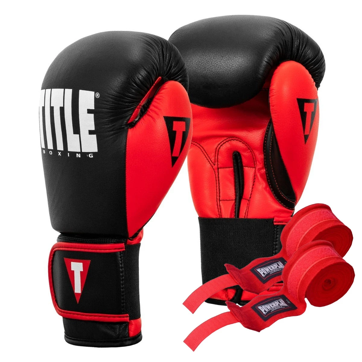 Боксерські рукавиці TITLE Boxing Dynamic Strike Black/Red 16 oz (бинти 4м. в комплекті) — фото 1