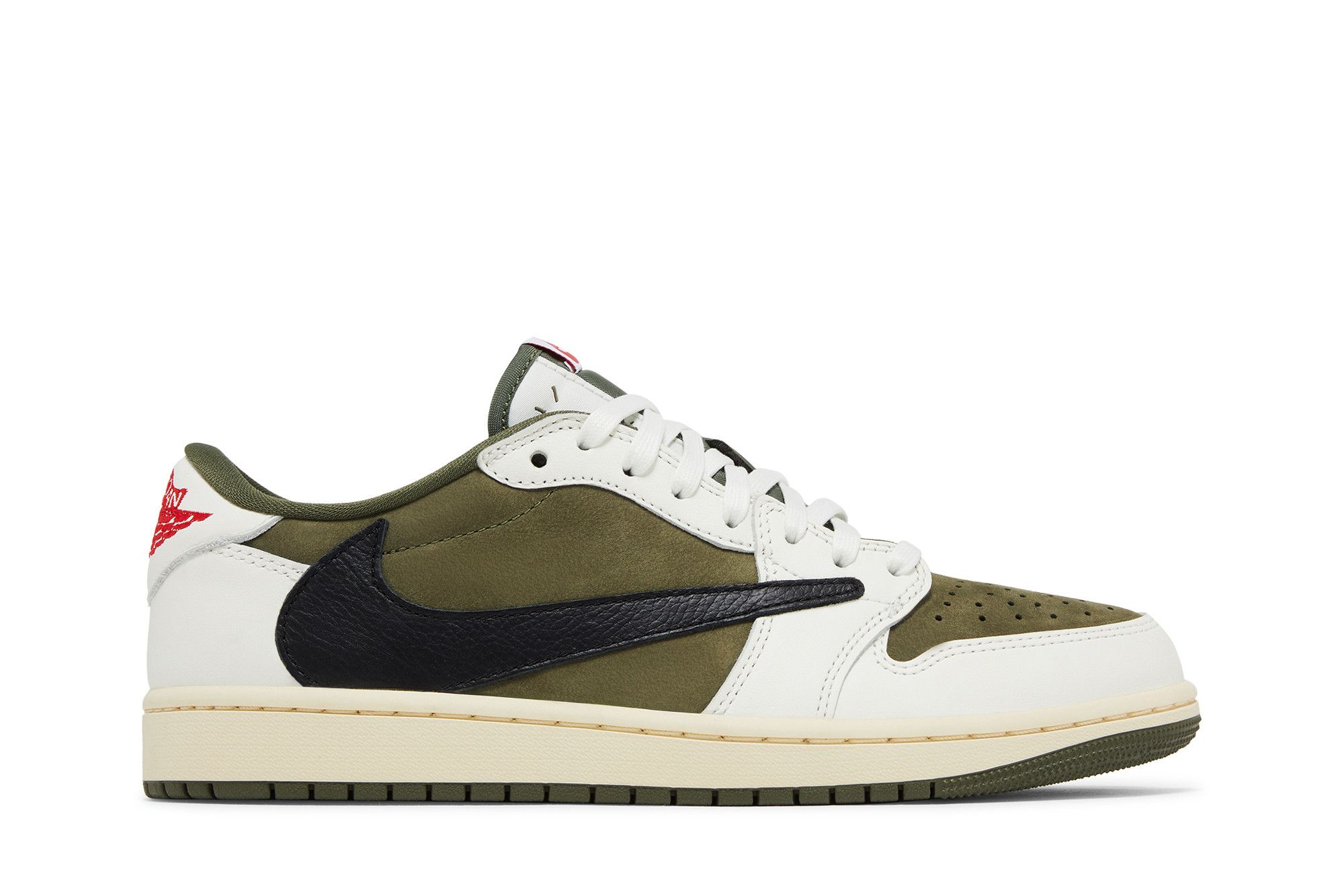 Кросівки чоловічі Nike Travis Scott x Air Jordan 1 Retro Low OG SP 'Reverse Olive / Medium Olive' — фото 1