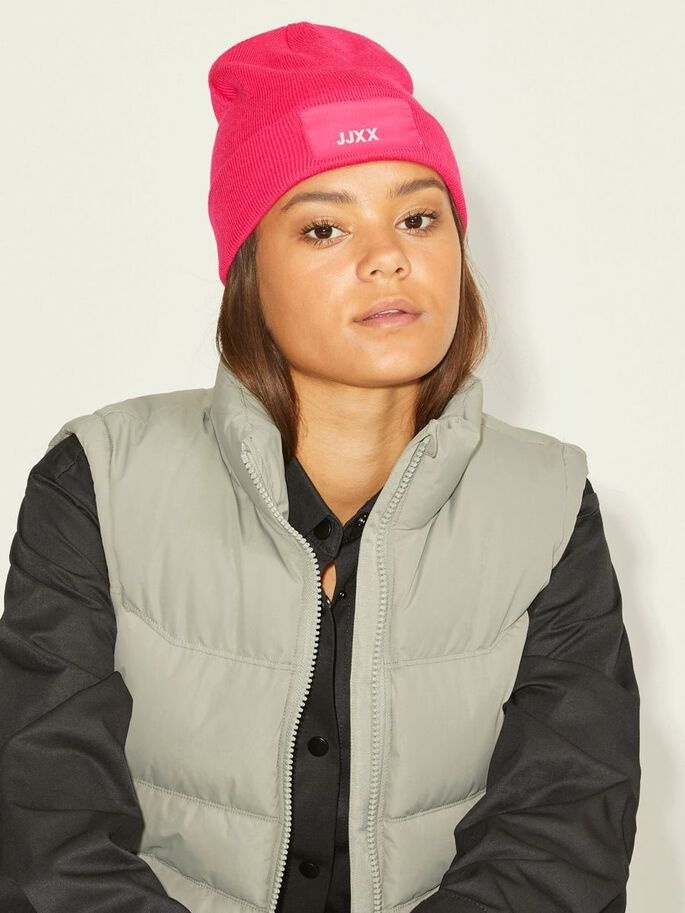 Шапка JXBASIC LOGO BEANIE SN 12205033-Bright Rose JJXX ONE SIZE Малиновий — фото 5