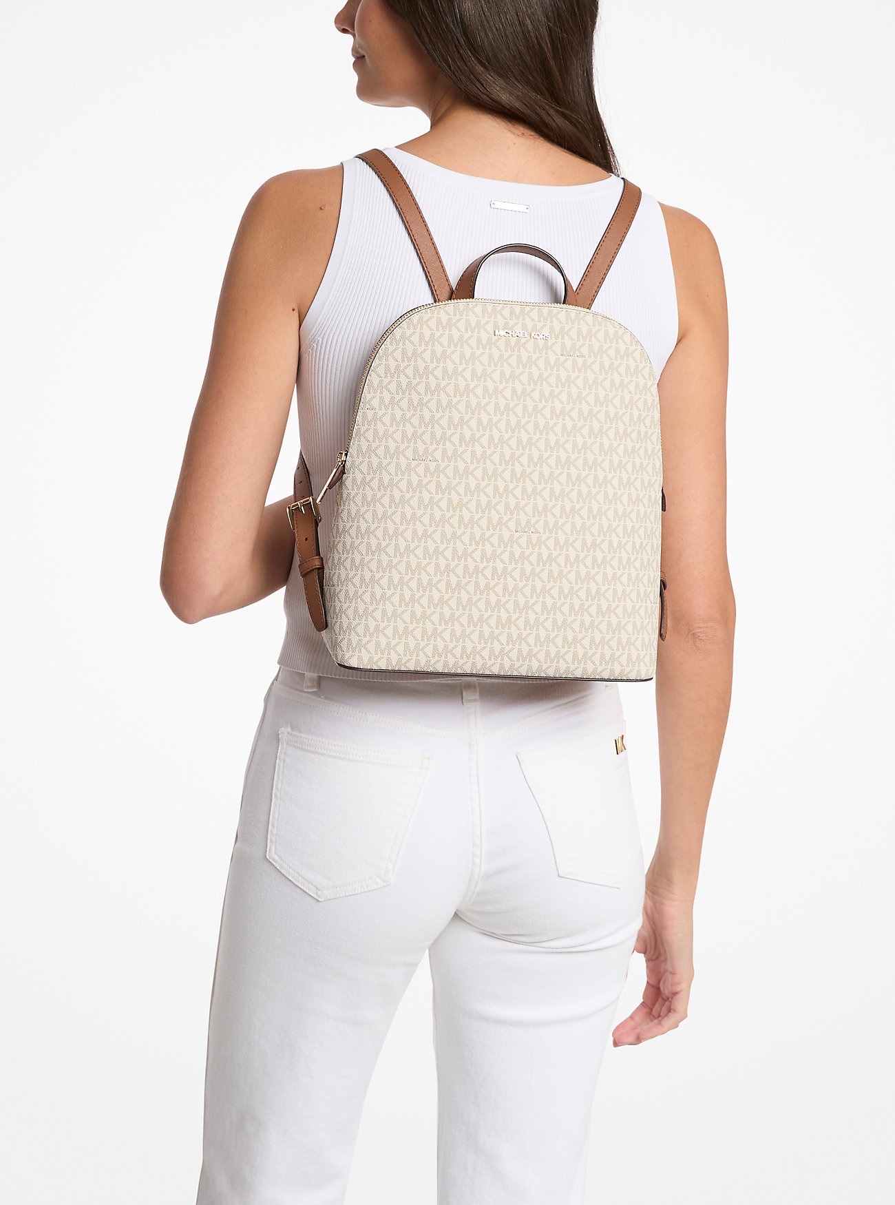 Стильний жіночий рюкзак Michael Kors з логотипом 1159814176 (Молочний, One size) — фото 1