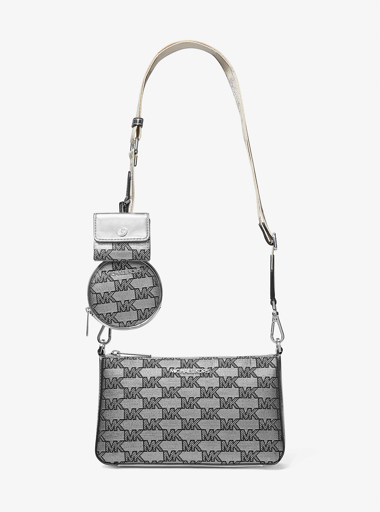 Жіноча сумка кроссбоді Michael Kors з гаманцем та сумочкою для навушників 1159821654 (Сріблястий One size) — фото 1