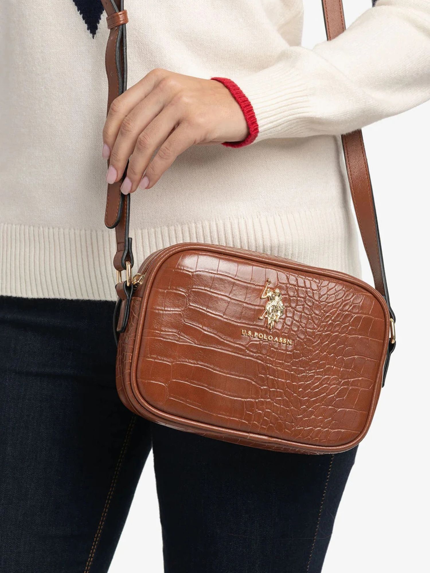 Жіноча сумка кроссбоді US Polo Assn з екошкіри 1159822651 (Коричневий One size) — фото 3