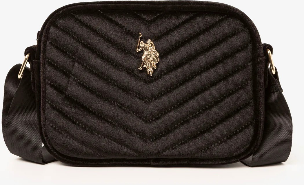 Жіноча вельветова сумка кроссбоді US Polo Assn з логотипом 1159823588 (Чорний One size) — фото 3
