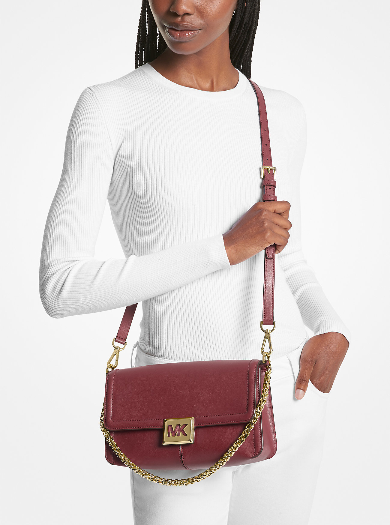 Шкіряна сумка кроссбоді Michael Kors з логотипом 1159825347 (Бордовий One size) — фото 1
