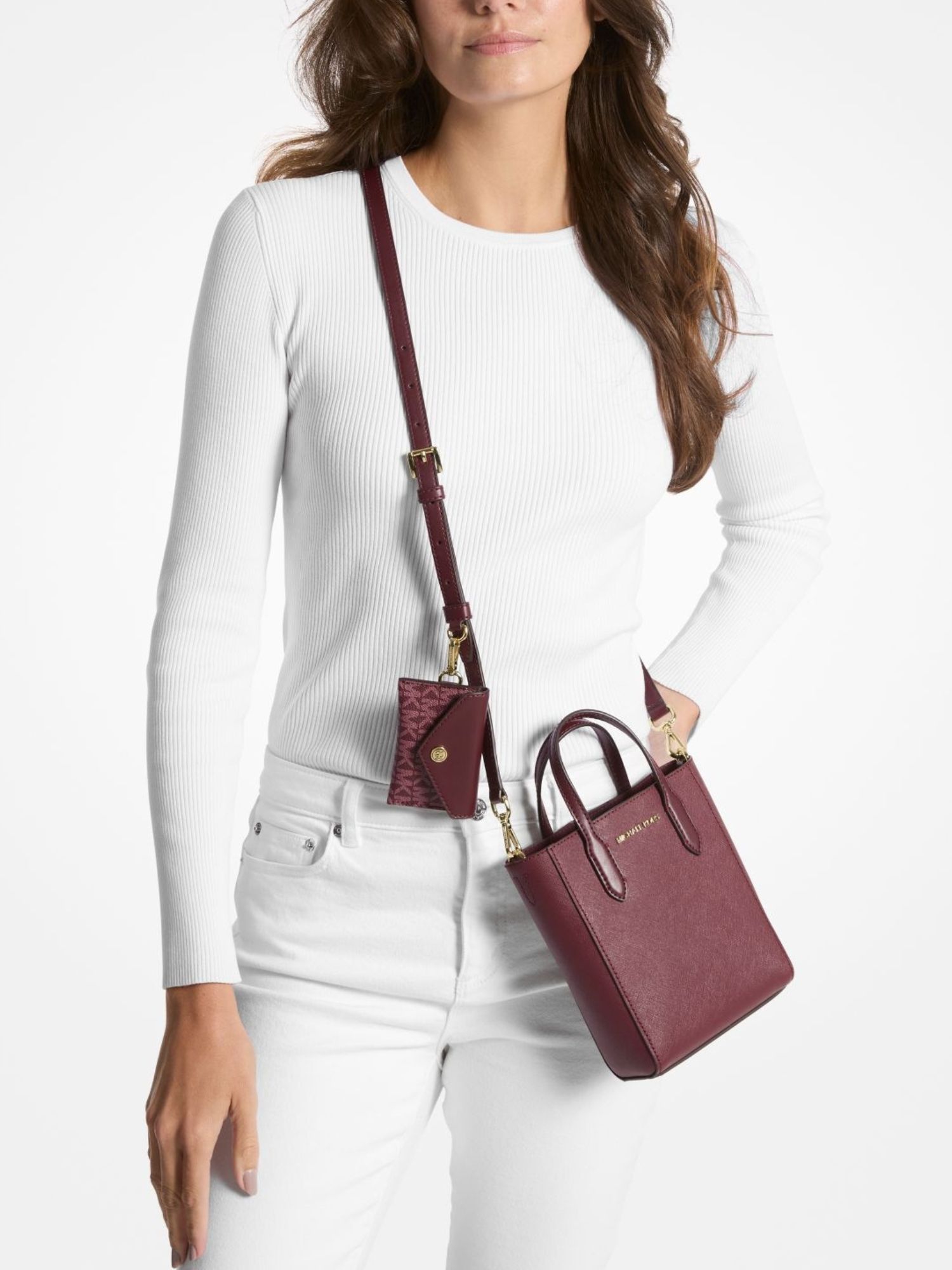 Жіноча шкіряна сумка кроссбоді Michael Kors з гаманцем 1159827470 (Бордовий One size) — фото 1
