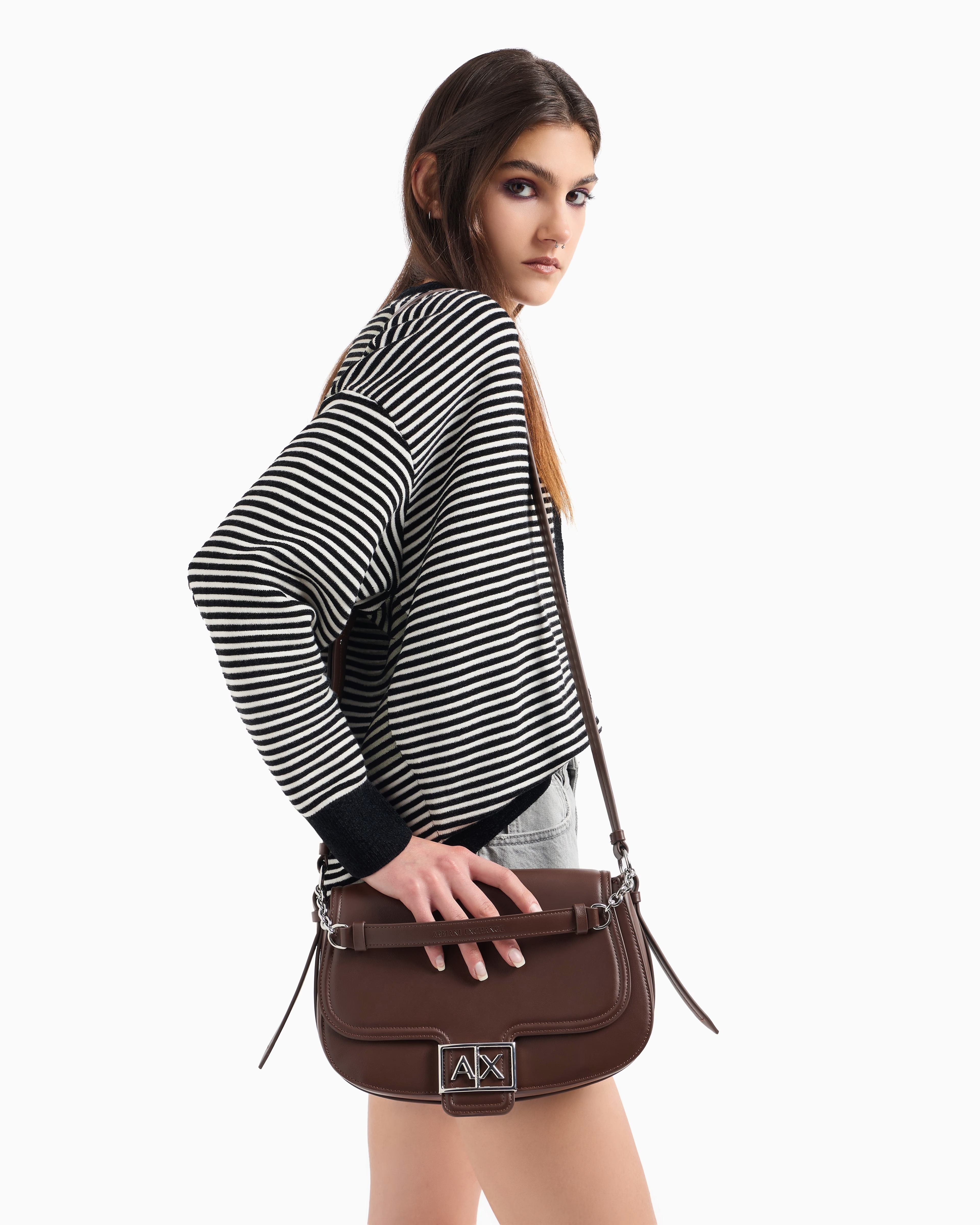 Жіноча сумка через плече з логотипом Armani Exchange 1159839055 (Коричневий One size) — фото 1