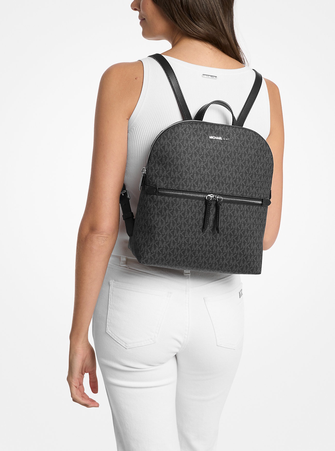 Стильний жіночий рюкзак Michael Kors з логотипом 1159840552 (Чорний One size) — фото 1