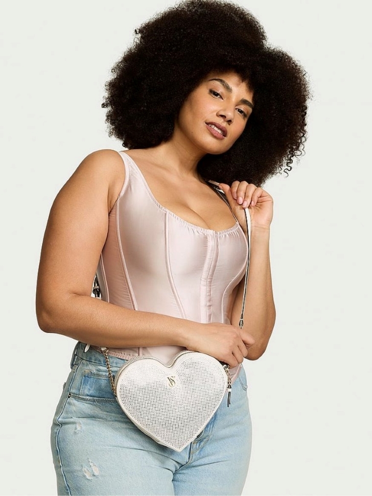 Жіноча сумка кроссбоді зі стразами Victoria's Secret у формі серця 1159841971 (Білий One size) — фото 1