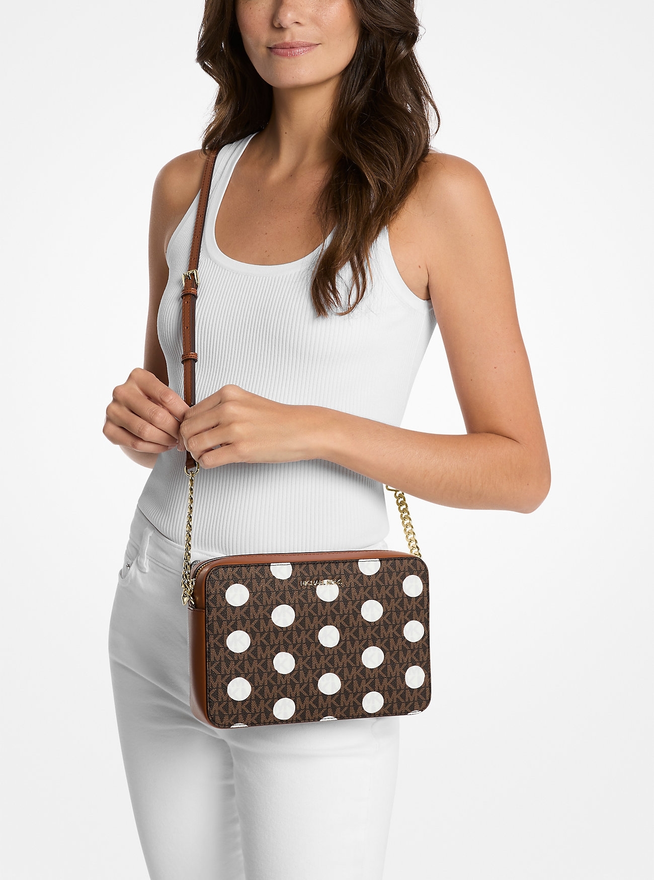 Жіноча сумка кросбоді JET SET ITEM Michael Kors з принтом 1159844074 Коричневий — фото 1