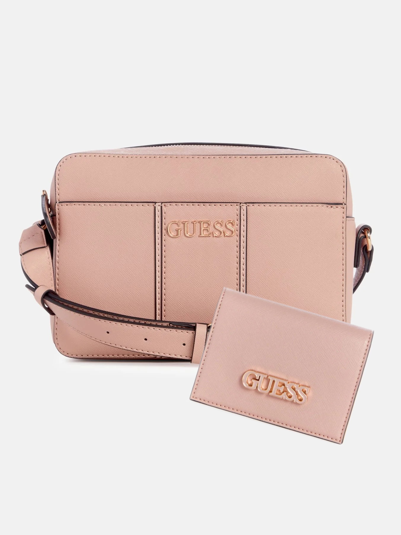 Стильний жіночий набір ZADORA Guess сумка кроссбоді та гаманець 1159845105 Рожевий — фото 1