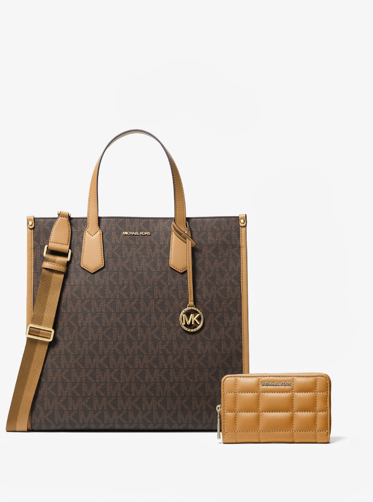 Жіночий комплект Michael Kors сумка тоут та шкіряний гаманець 1159845165 Коричневий — фото 1