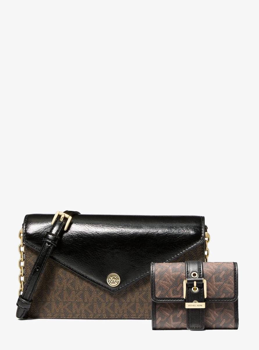 Жіночий комплект JET SET TRAVEL Michael Kors сумка кроссбоді та гаманець 1159845169 Коричневий — фото 1