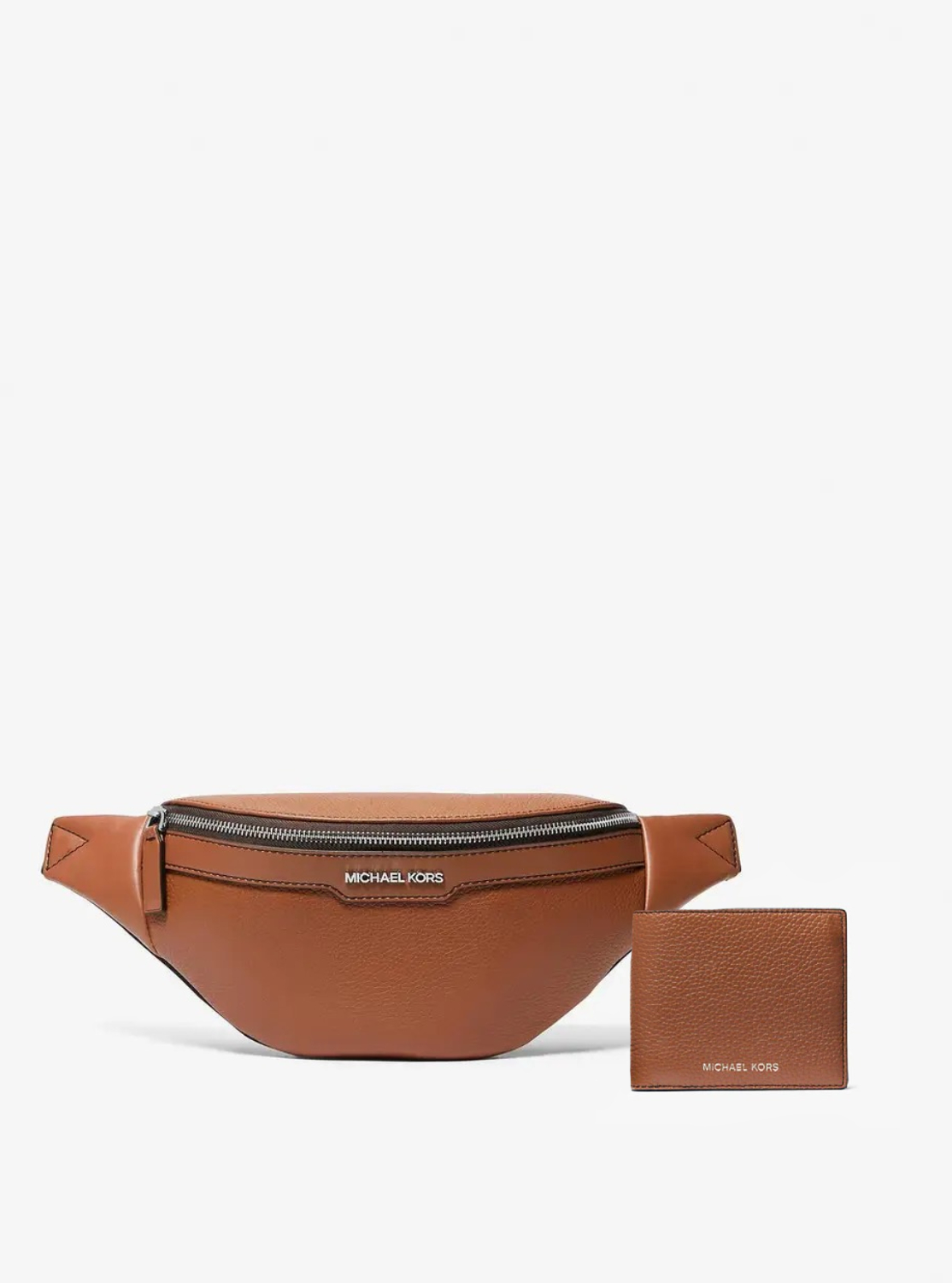Чоловічий шкіряний комплект Cooper Michael Kors поясна сумка та гаманець 1159845238 Коричневий — фото 1