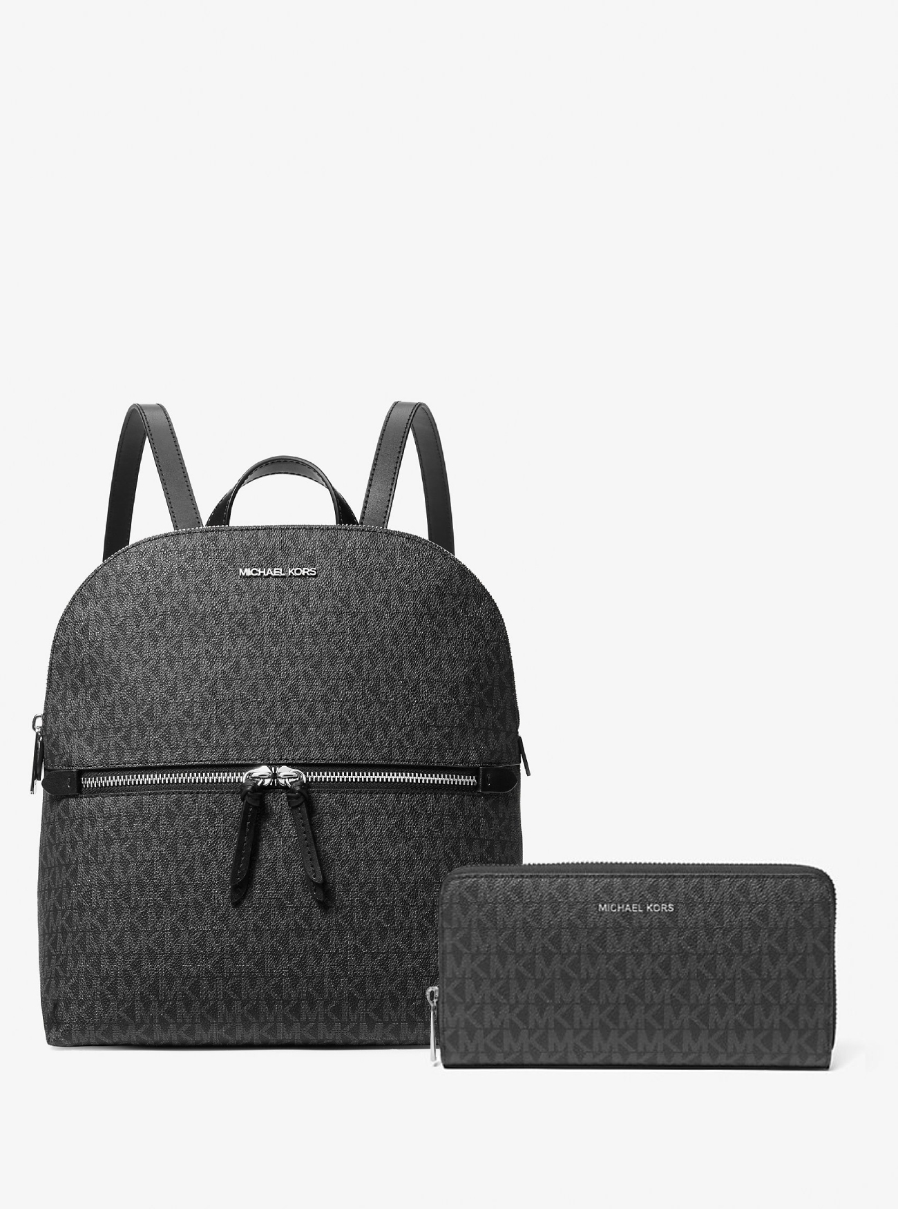 Жіночий набір з монограмою бренду Michael Kors рюкзак та гаманець 1159845516 (Чорний One Size) — фото 1