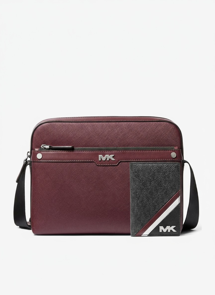 Чоловічий набір Rivington Michael Kors кроссбоді та картхолдер 1159845719 Бордовий — фото 1