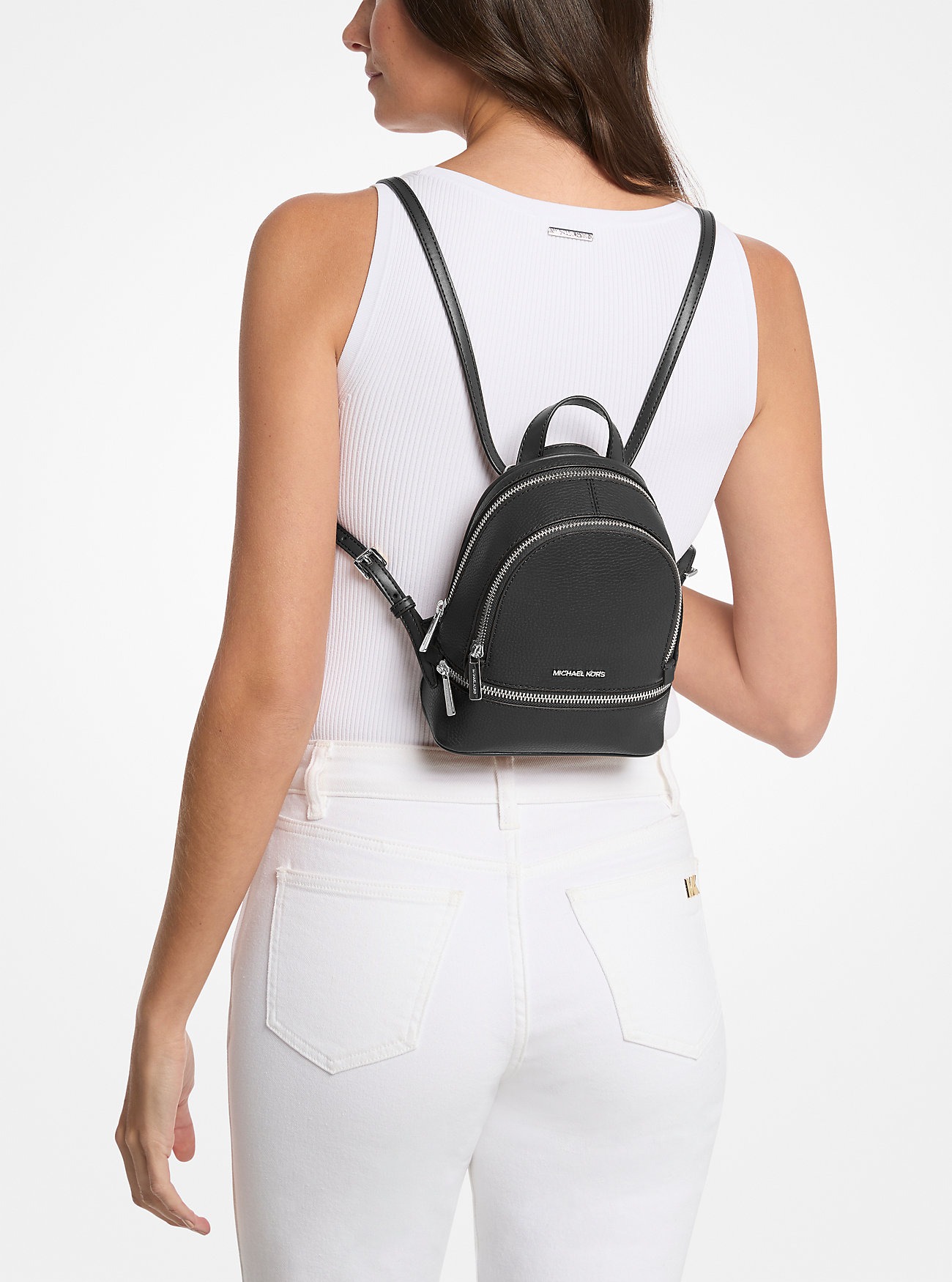 Маленький жіночий рюкзак Rhea Michael Kors з натуральної шкіри 1159847671 (Чорний One size) — фото 1