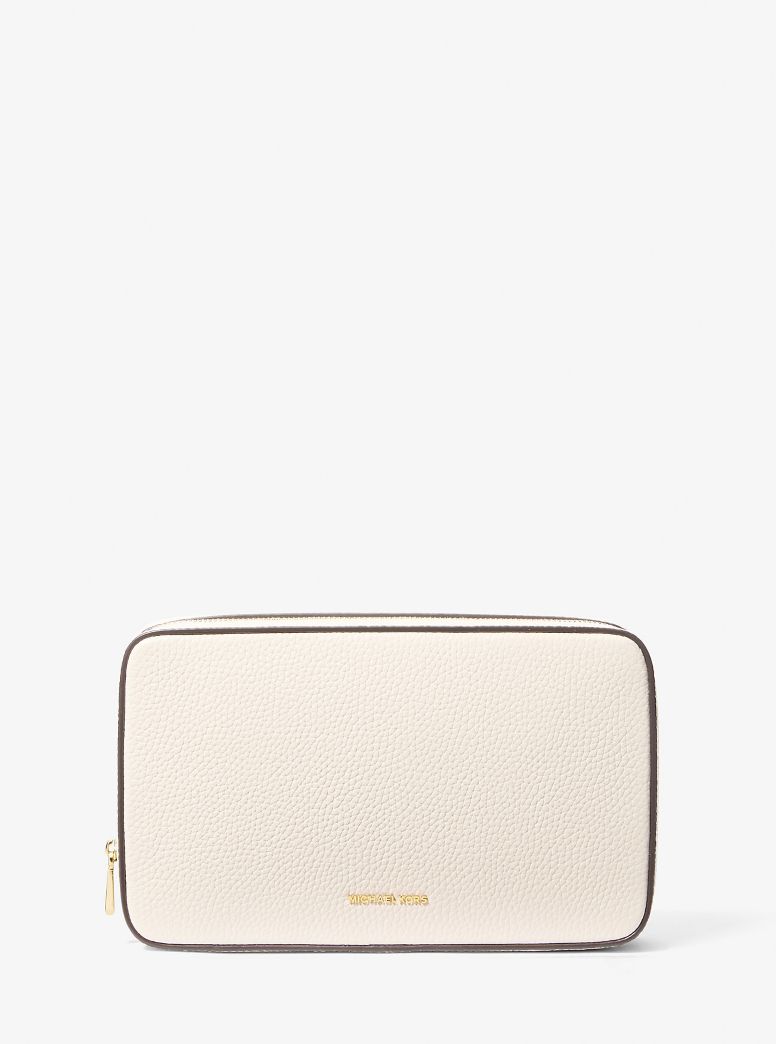 Шкіряний несесер Michael Kors косметичка з логотипом 1159847922 (Молочний One size) — фото 1