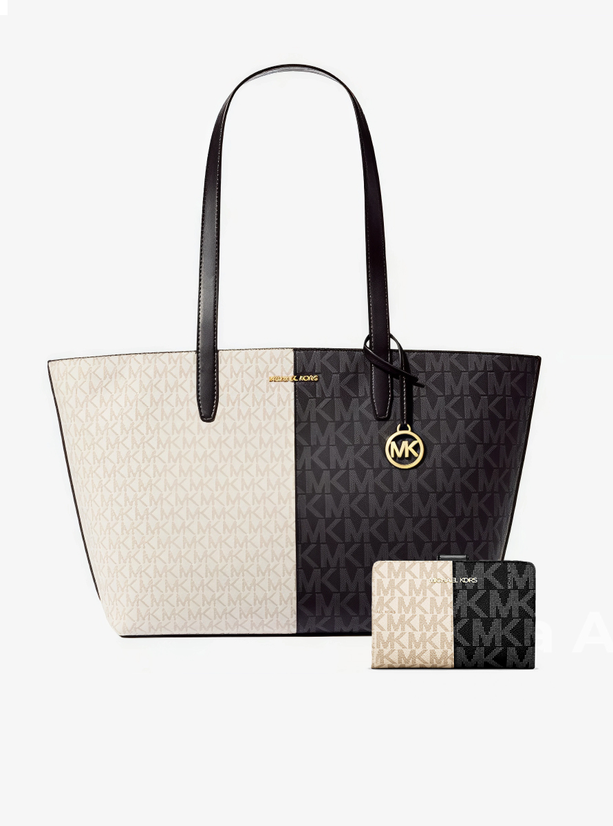 Жіночий набір Jet Set Travel Michael Kors сумка тоут та гаманець 1159846023 Чорний/Молочний — фото 1