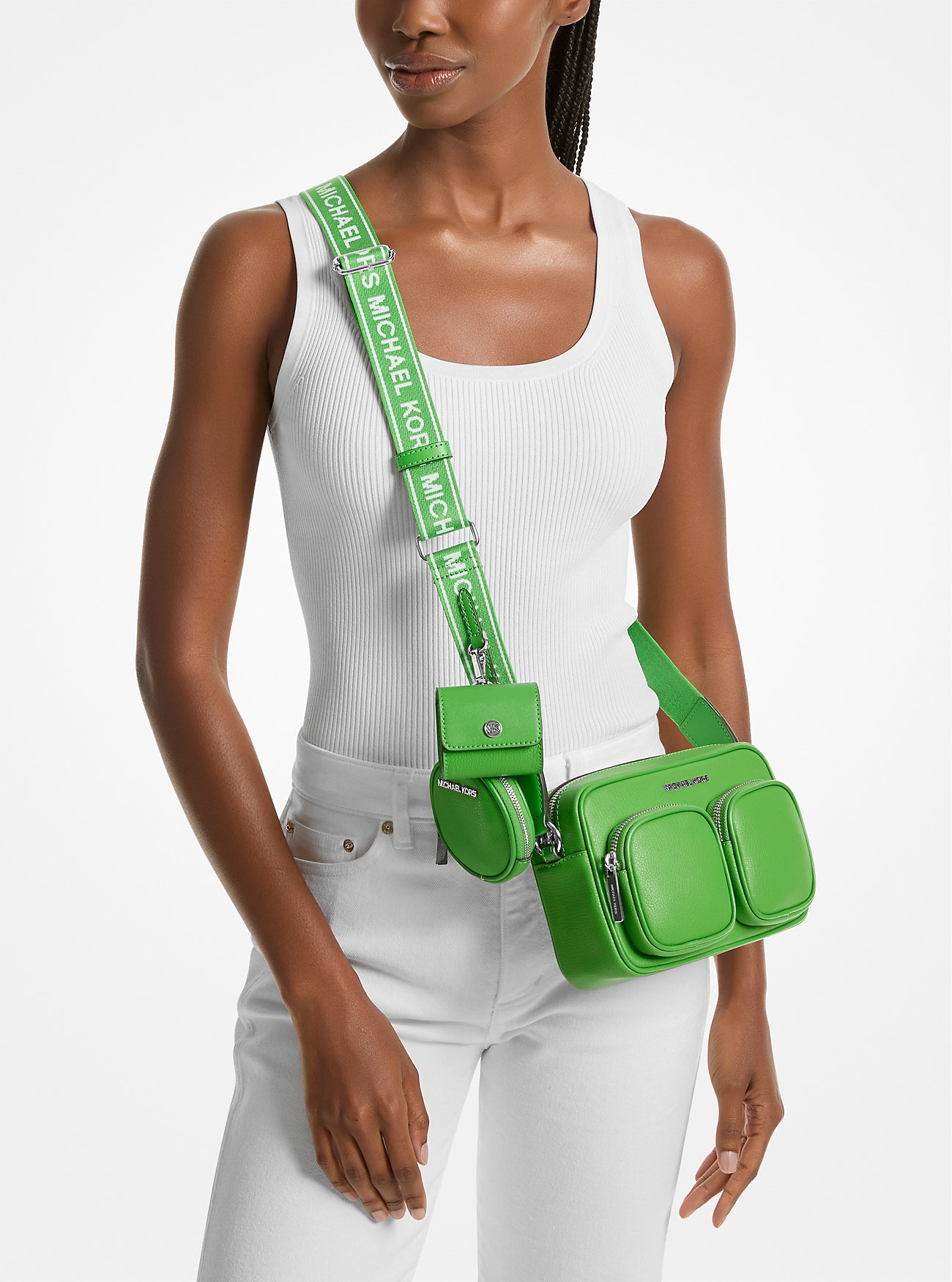 Шкіряна сумка кроссбоді з гаманцем та кейсом для навушників Jet Set Item Michael Kors 1159852167 Зелений — фото 1