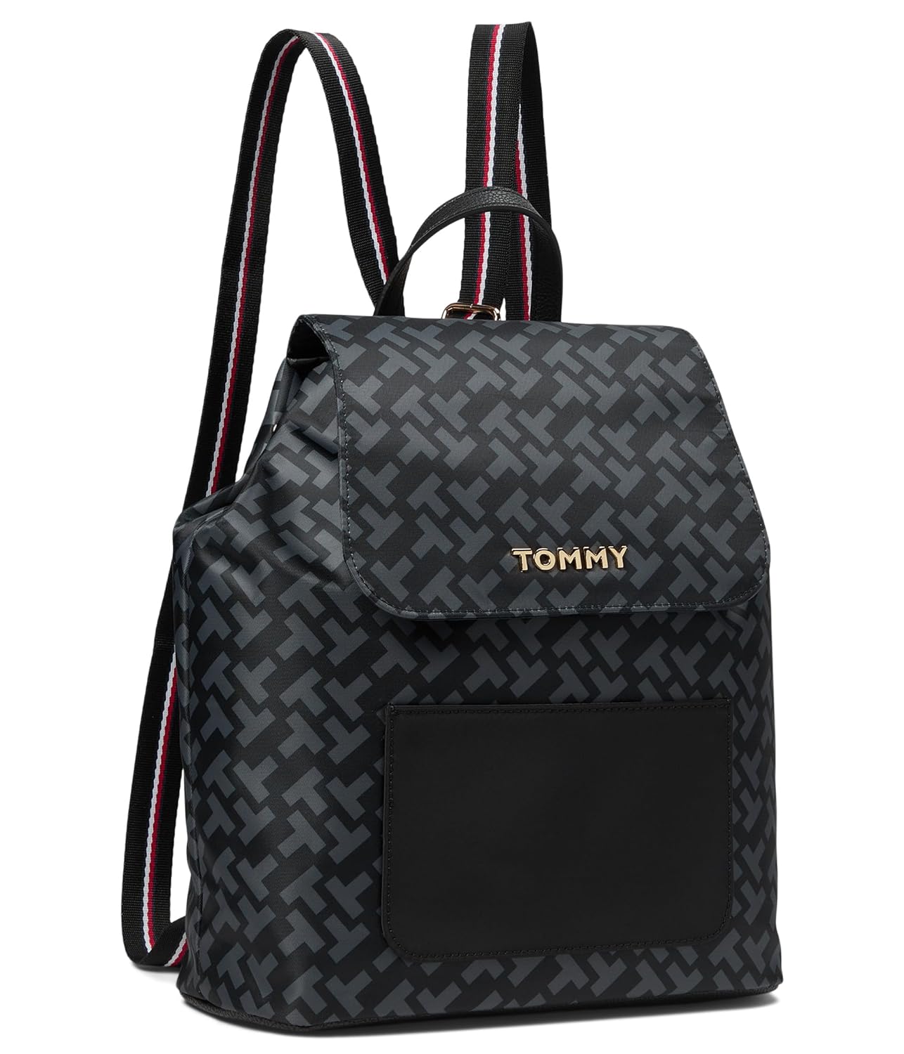Гладкий жіночий рюкзак Jennie II Flap Tommy Hilfiger із монограмою 1159855242 (Чорний One size) — фото 1