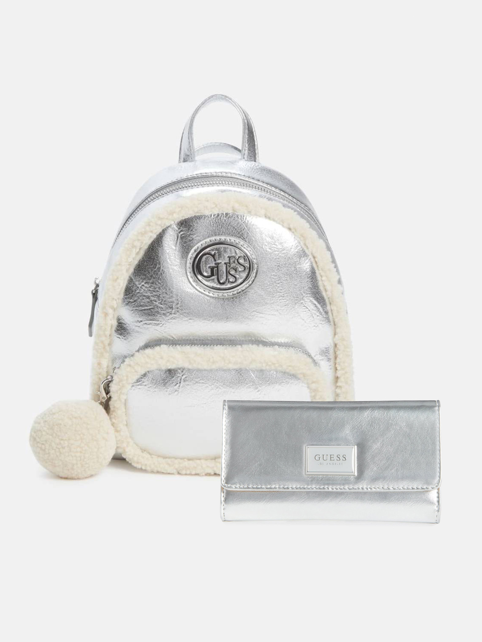 Жіночий набір GUESS рюкзак та гаманець 1159858898 (Сріблястий One Size) — фото 1