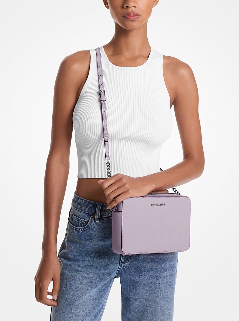 Жіноча шкіряна сумка кросбоді Jet Set Item Michael Kors на блискавці 1159857921 Бузковий — фото 1