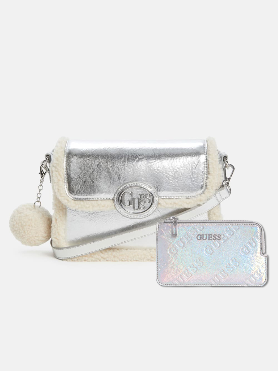 Жіночий набір Guess сумка кроссбоді та картхолдер 1159859080 Сріблястий — фото 1