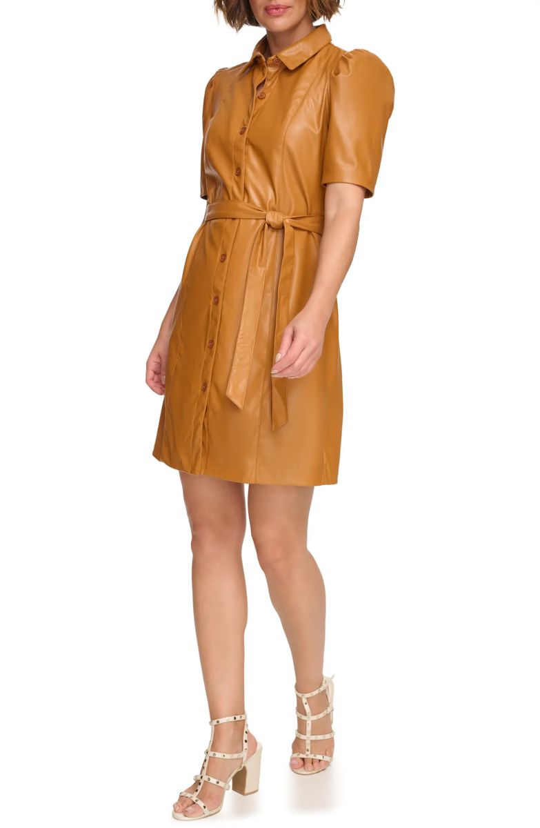 Сукня-сорочка DKNY зі штучної шкіри 1159804331 (Помаранчевий, 8(M)) — фото 1