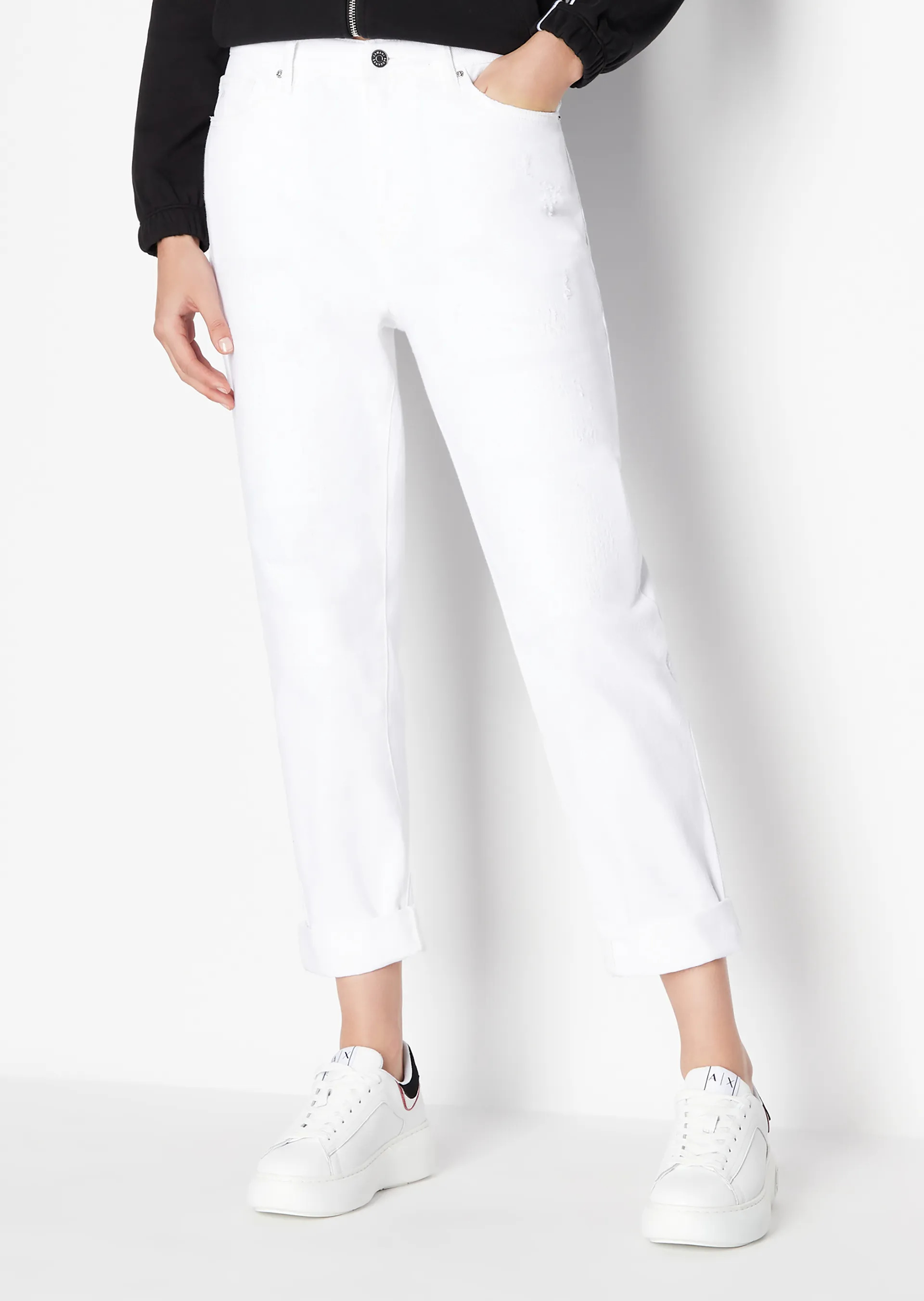 Жіночі джинси-бойфренди Armani Exchange 1159806018 (Білий, 33) — фото 1