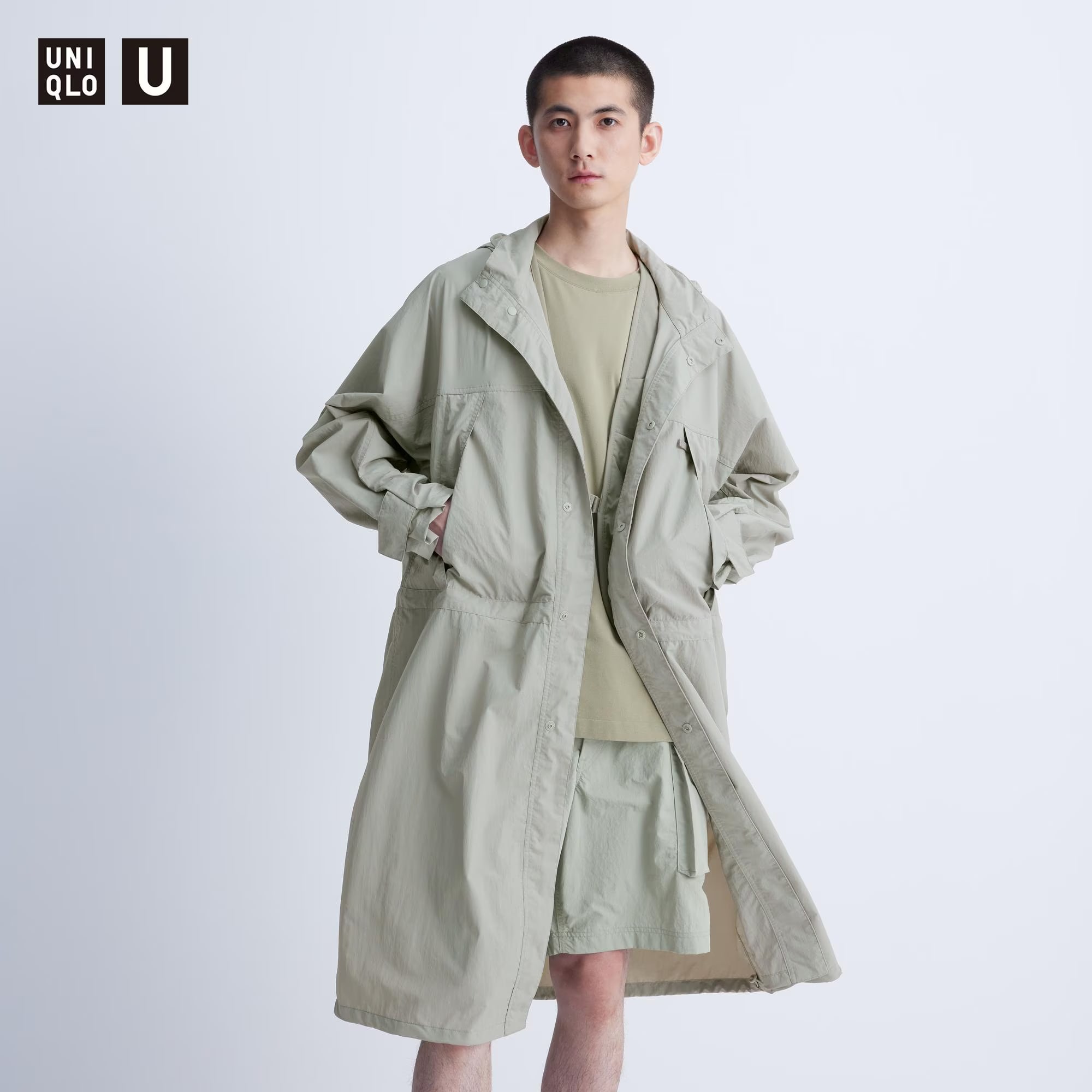 Легке довге пальто з прихованим капюшоном UNIQLO плащ  1159810862 — фото 1