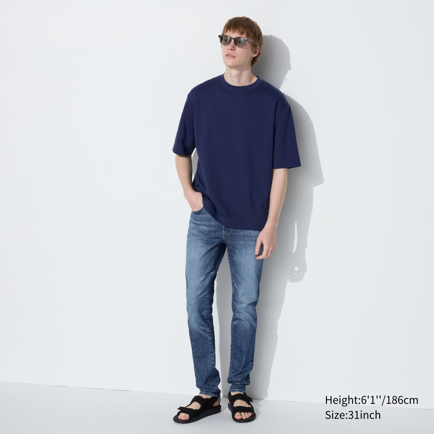 Чоловічі джинси Skinny UNIQLO 1159814805 (Білий/синій 35W 34L) — фото 1
