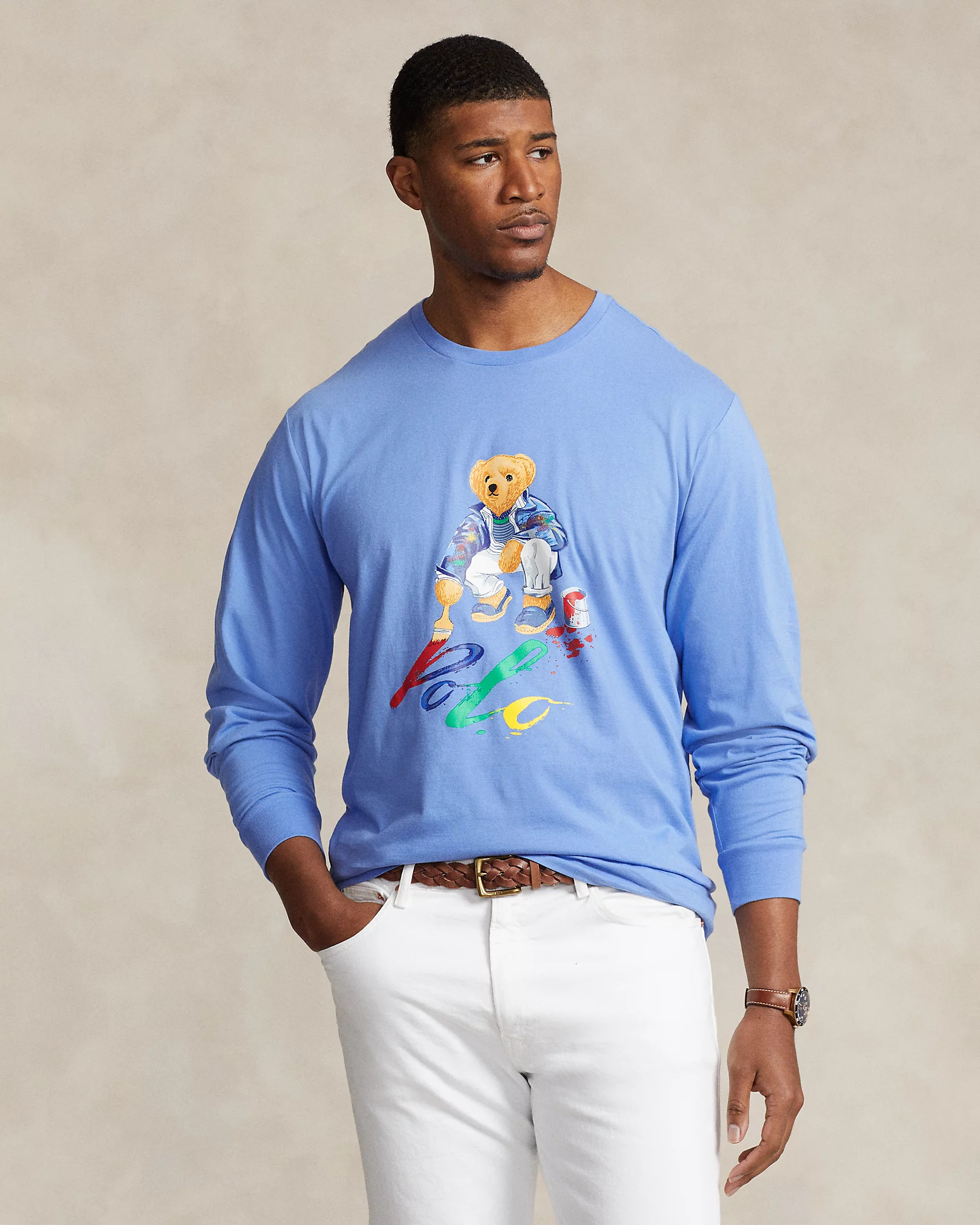 Чоловічий лонгслів Polo Ralph Lauren кофта з принтом 1159814103 (Блакитний, XL) — фото 1