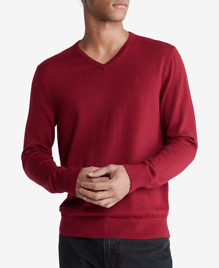 Чоловічий м'який светр Calvin Klein з логотипом 1159813663 (Бордовий, XS) — фото 1