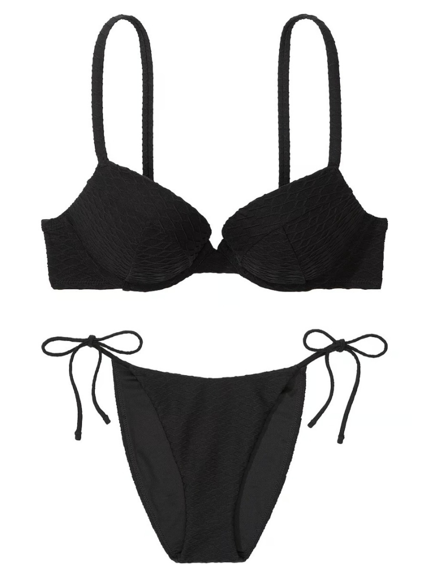 Роздільний купальник Victoria's Secret топ-бюст Push-Up та плавки чики 1159816876 (Чорний 34A/S) — фото 1
