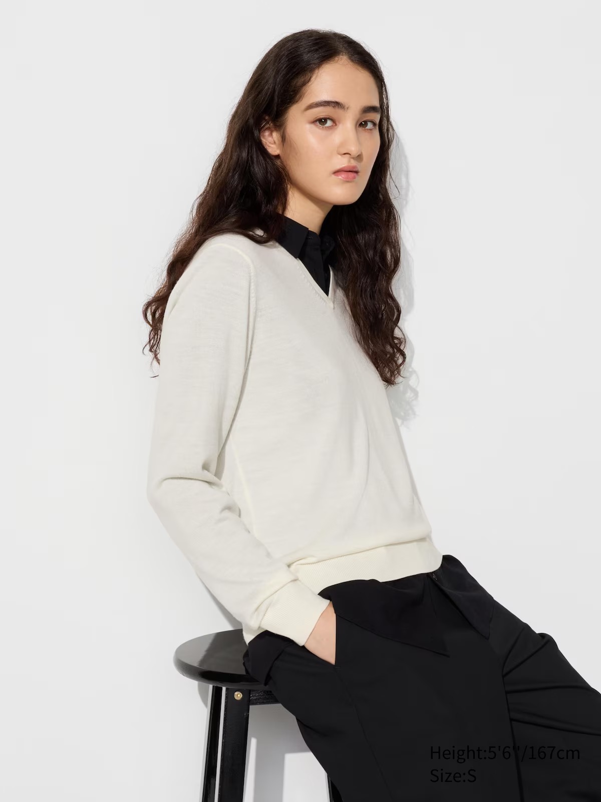 Светр з мериносової вовни UNIQLO з V-подібним вирізом 1159818825 — фото 1