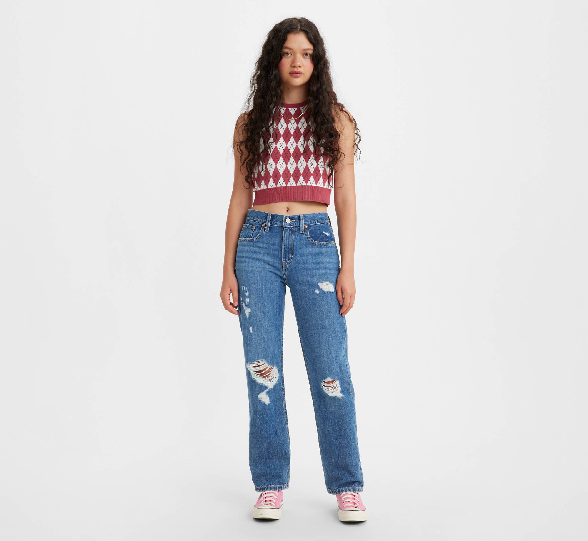 Жіночі джинси Low Pro Levi's із рваними деталями 1159817757 (Синій 28) — фото 1